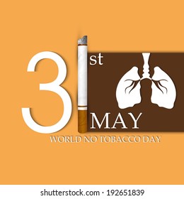 Poster, banner or flyer design for World No Tobacco Day with stylish text, burning cigarette and human lungs on brown and yellow background.