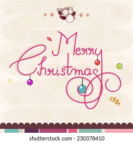 Poster, banner or flyer for Merry Christmas celebration with stylish pink text.