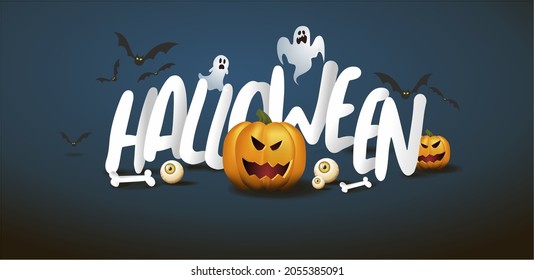 Poster, banner for Halloween Party Night, vector illustration.