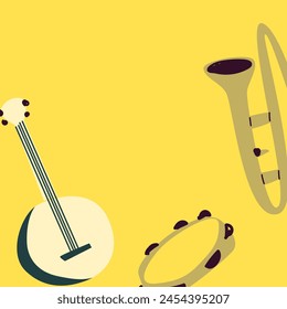 Poster or banner for the jazz festival with music instruments. Perfect for music events, jazz concerts. Vector illustration