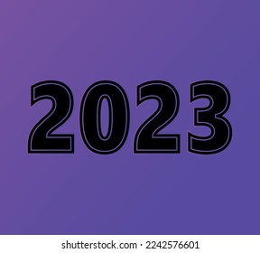 poster banner for new year 2023. vector illustration background in purple with black lettering 