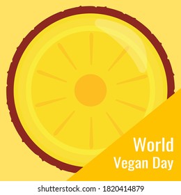 Poster or a banner with pineapple. World Vegan Day. Healthy food and healthy lifestyle