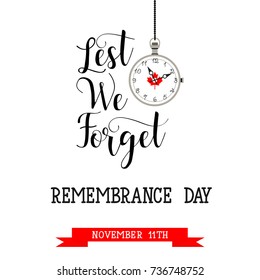 poster or banner of Remembrance Day of Canada 11 november. Lest we forget