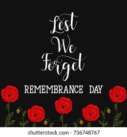 poster or banner of Remembrance Day of Canada 11 november. Lest we forget