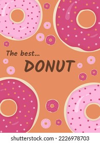 Poster, banner, sticker with donuts and text The best donut on orange background