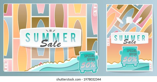 poster and banner for surf style decoration perfect for summer decoration. Concept for advertising, sale and marketing