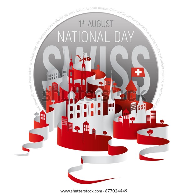 Poster Banner Switzerland National Day Swiss Stock Vector (Royalty Free