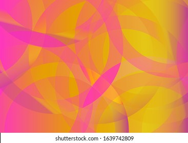 Poster banner template with creative design with pattern from overlapping neon purple circles on half tone pink yellow orange gradient background. backdrop for cover presentation