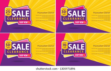 Poster and Banner Template Sale Special Promotion Clearance Special Offer up to 25%, 30%, 50%, 70% Vector illustration - Vector