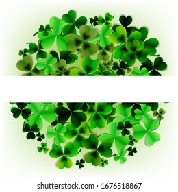 
Poster, banner. Vector, abstract background of green leaf clover and oxalis.