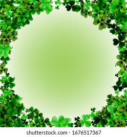 
Poster, banner. Vector illustration, abstract background of green leaf of clover and oxalis. Frame