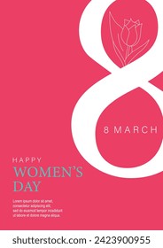  Poster or banner with Women's day. 8 March. Special offer 30% discount. Background for sale. Happy Women's day header or voucher template.