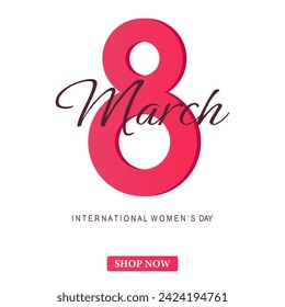 Poster or banner with Women's day. 8 March. Special offer discount. Background for sale. Happy Women's day header or voucher template.