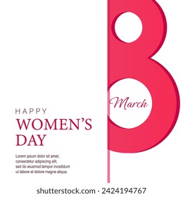 Poster or banner with Women's day. 8 March. Special offer discount. Background for sale. Happy Women's day header or voucher template.