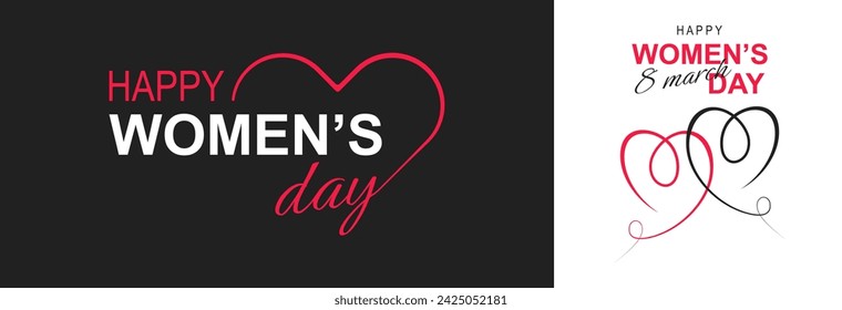  Poster or banner with Women's day. 8 March. Special offer discount. Background for 8 march. Happy Women's day header or voucher template.