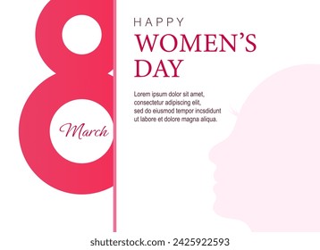 Poster or banner with Women's day. 8 March. Special offer discount. Background for sale. Happy Women's day header or voucher template.