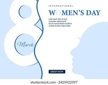  Poster or banner with Women's day. 8 March. Special offer discount. Background for sale. Happy Women's day header or voucher template.