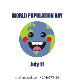 Poster Or banner Of World Population day with cute face illustration