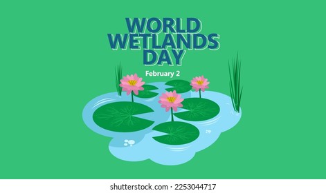 Poster, Banner for world wetland day which occurs every 2nd february suitable for poster or banner to celebrate or greeting