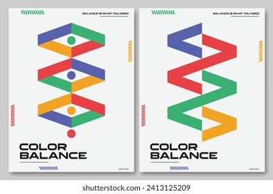 Poster Bauhaus art style containing the ideas of color,balance, abstract modern art in geometric shapes 