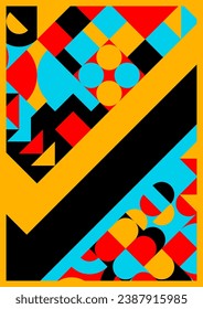 Poster with Bauhaus ornament. Abstract element in vintage retro style.