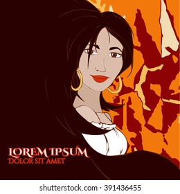 Poster with beautiful ethnic woman