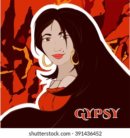Poster with beautiful gypsy woman