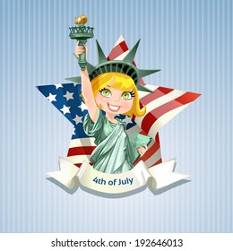 Poster with a beautiful statue of liberty on USA Independence Day