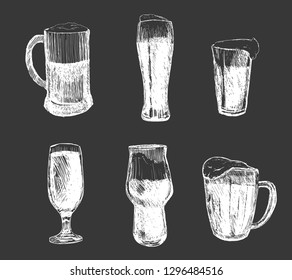 Poster beer  drawing with chalk in vintage style on chalkboard. - Shutterstock ID 1296484516