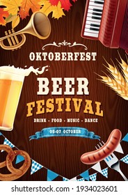 poster for beer festival with wooden background