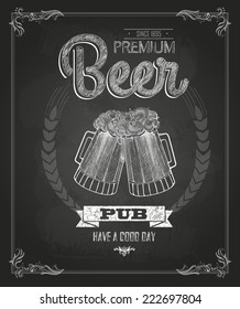 Poster with Beer in mag. Chalk drawing