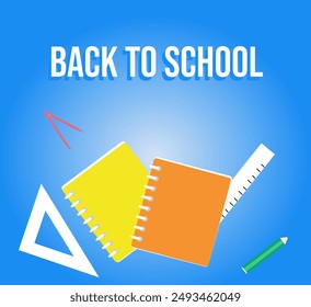 Poster for the beginning of the school year with school supplies and the inscription - Back to School