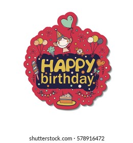 Poster for the birthday greetings. Hands painted birthday gifts