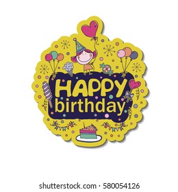 Poster for the birthday greetings. Hands painted birthday gifts