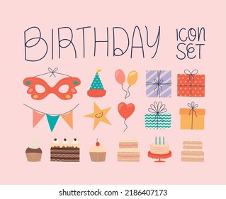 poster of birthday icons set