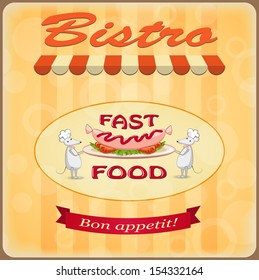 poster for bistro with cartoon mouses - eps10