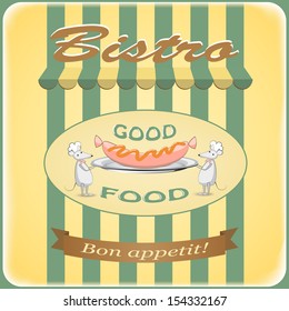 poster for bistro with cartoon mouses - eps10