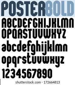 Poster black bold extensive font and numbers.