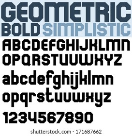 Poster black bold geometric font and numbers.