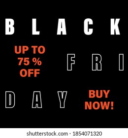 Afiche del Viernes Negro con fondo negro y texto blanco, incluye una oferta.