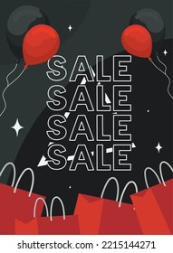 poster of black friday with letterings and gifts