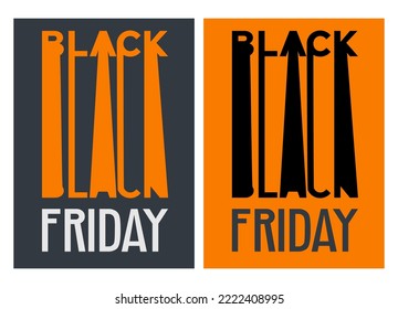 Poster with black Friday on grey and orange background.
