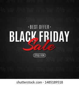 Poster for Black Friday. Seamless pattern for sale on a dark background. Design for your business project. Vector illustration. EPS 10