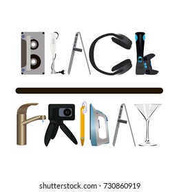 poster with black friday text. electronic and appliances.