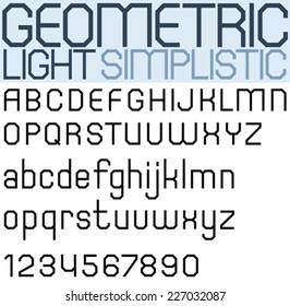 Poster black geometric font and numbers, light facet letters.
