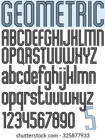 Poster black striped geometric stylish font and numbers with triple lines.