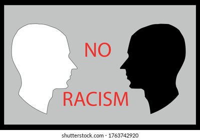 Poster With Black And White People Silo And No Racism