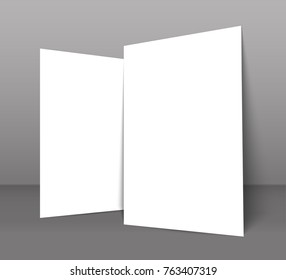 Poster blank bi fold brochure mockup cover template.