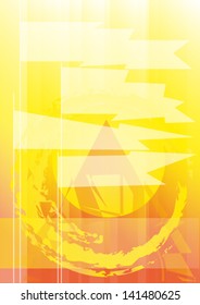 Poster blank flags, abstract, sunny background, transparent symbolic flags in the foreground
