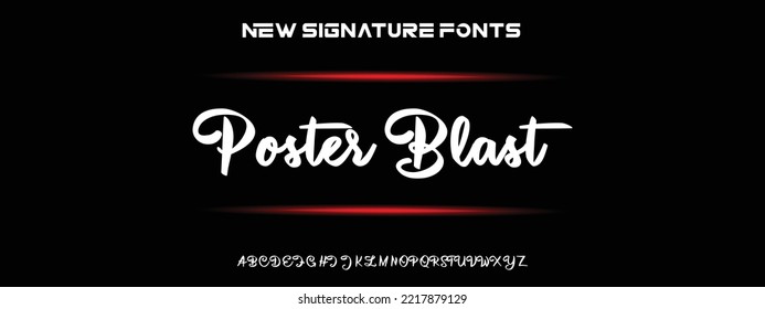 Poster Blast Sports minimal tech font letter set. Luxury vector typeface for company. Modern gaming fonts logo design.